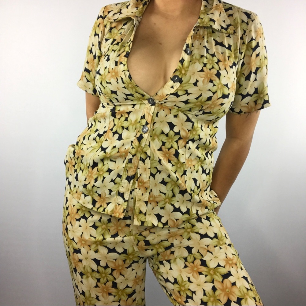Vintage Two Piece Set. Floral Set. Top & Bottom